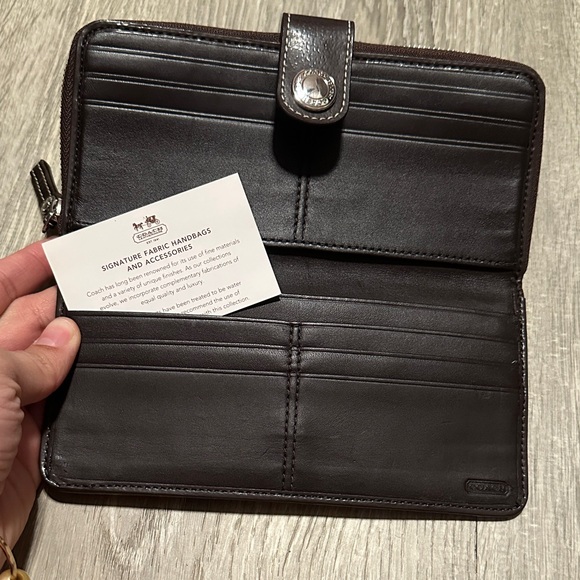 Coach Signature Brown and Tan Wallet - Picture 7 of 12